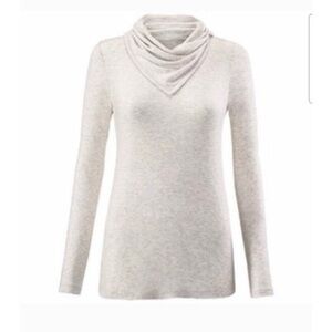 CABI #3226 Sawyer Cowl Neck Long Sleeve Shirt in Heathered Oatmeal Size M